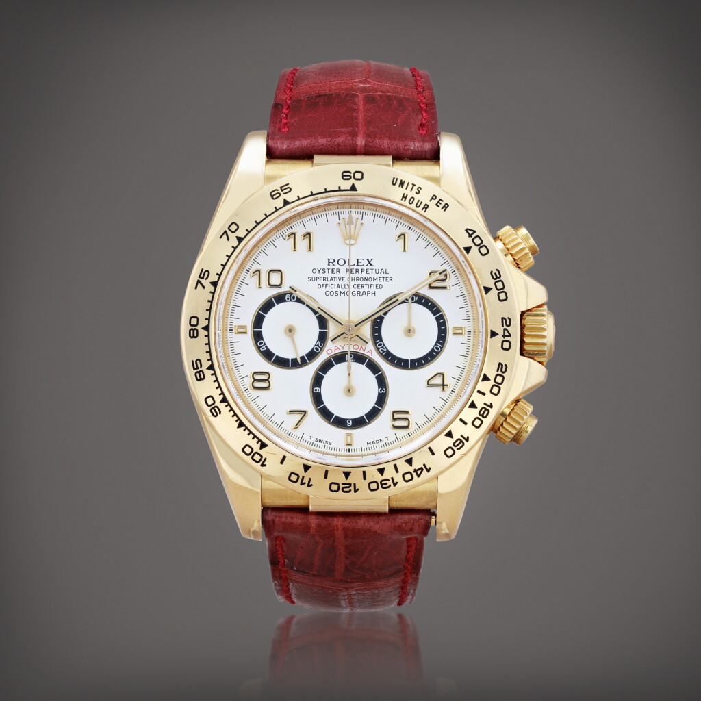 View full screen - View 1 of Lot 376. Daytona 'Zenith', reference 16518 Montre bracelet chronographe en or jaune | Yellow gold chronograph wristwatch Vers 1995 | Circa 1995.