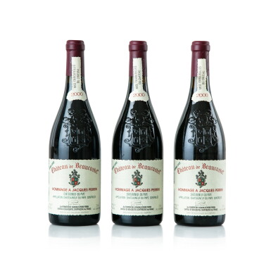 View full screen - View 1 of Lot 522. Château de Beaucastel, Hommage à Jacques Perrin 2000 (3 BT).