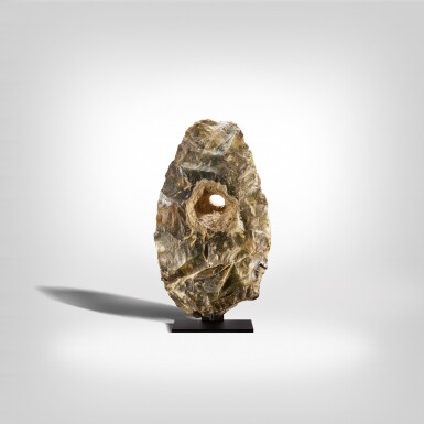 View full screen - View 1 of Lot 61. Acheulean Flint Handaxe With Hole.