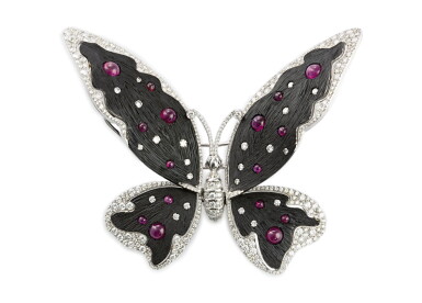 View full screen - View 1 of Lot 6. Ruby and diamond brooch, Michele della Valle.