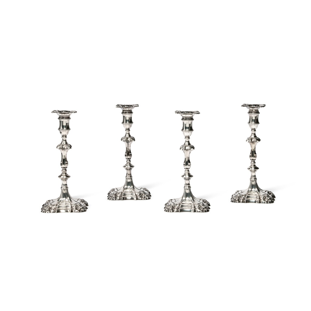View full screen - View 1 of Lot 20. A Set of Four George II Silver Candlesticks, John Cafe, London, 1755.