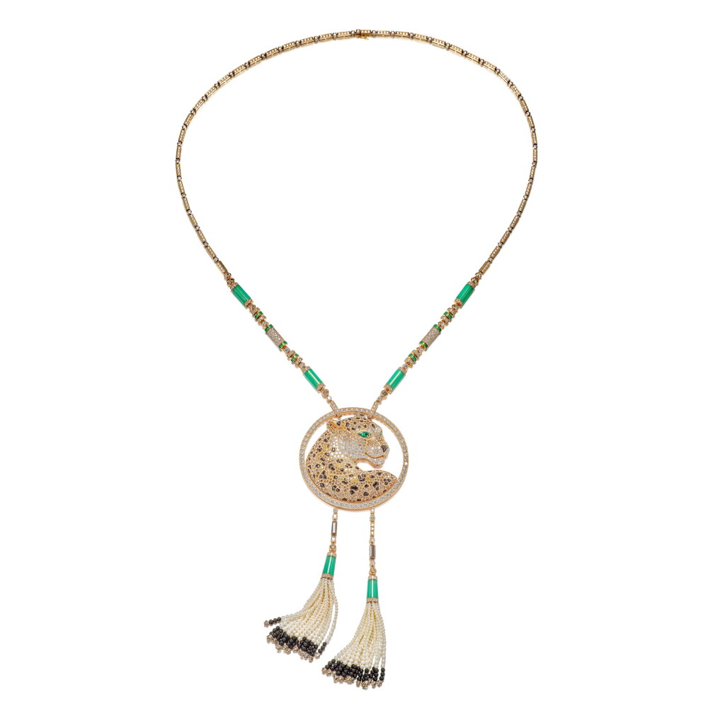 全萤幕检视 - 查看1315 SEED PEARL, COLOURED STONE, COLOURED DIAMOND AND DIAMOND ‘PANTHÈRE’ PENDANT NECKLACE | 卡地亞 | 珍珠 配 彩色寶石 及 彩色鑽石 及 鑽石 'PANTHÈRE' 吊墜項鏈的1