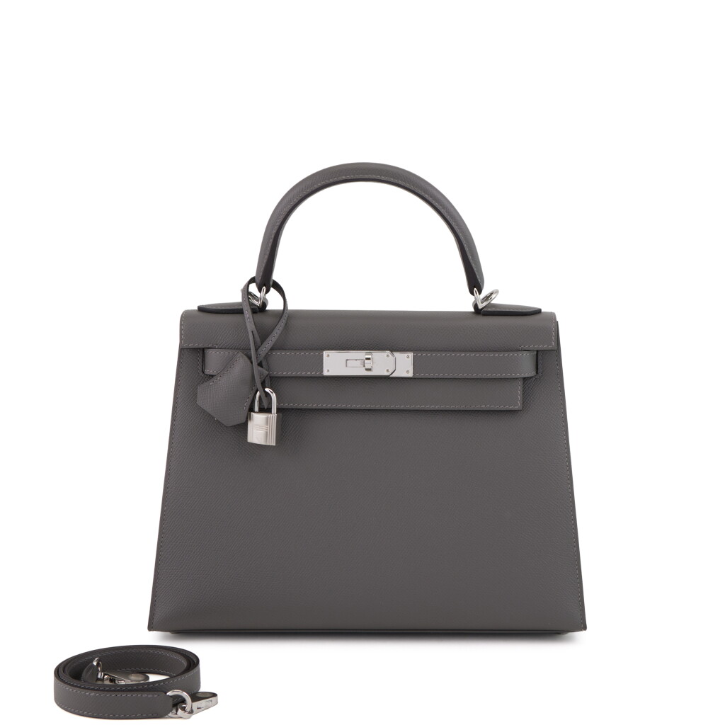 View full screen - View 1 of Lot 75. Gris Meyer Epsom Kelly 28 Sellier Palladium Hardware, 2021.