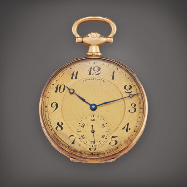 View full screen - View 1 of Lot 523. A gold open face dress watch with original numbered Breguet box, Circa 1900.