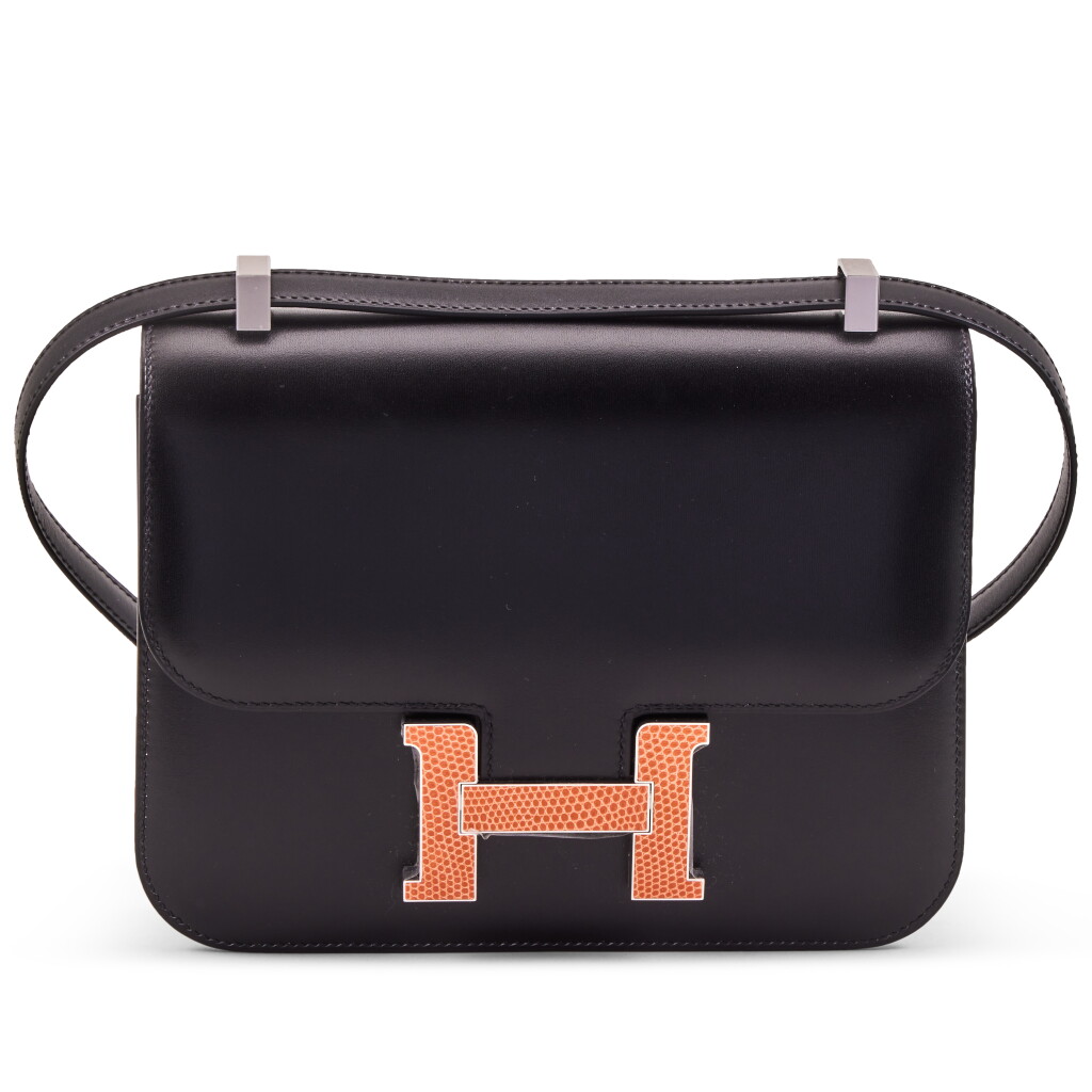 View full screen - View 1 of Lot 92. Black Box Constance 24 Orange Salvator Lizard Palladium Hardware, 2024.