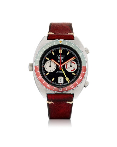 View full screen - View 1 of Lot 8046. HEUER | AUTAVIA GMT, REFERENCE 11630, A STAINLESS STEEL DUAL TIME CHRONOGRAPH WRISTWATCH WITH DATE, CIRCA 1965.