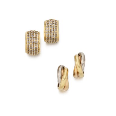 View full screen - View 1 of Lot 184. Cartier, Two pair of earrings (Cartier, Due paia di orecchini).