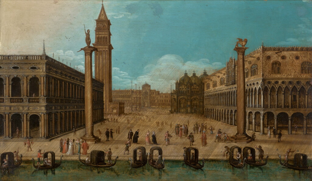 View full screen - View 1 of Lot 78. ATTRIBUTED TO LOUIS DE CAULLERY | VENICE, A VIEW OF PIAZZETTA DI SAN MARCO LOOKING NORTH.