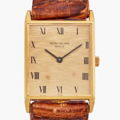 View full screen - View 1 of Lot 89. Reference 3550/1 | A yellow gold rectangular wristwatch, Circa 1965.