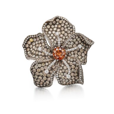View full screen - View 1 of Lot 1264. Fancy Deep Orange-Brown Diamond and Diamond Ring | 3.01克拉 深彩橙棕色鑽石 配 鑽石 戒指.