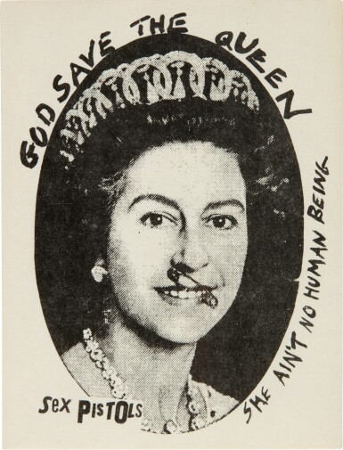 View full screen - View 1 of Lot 34. Jamie Reid | God Save the Queen, gummed sticker.