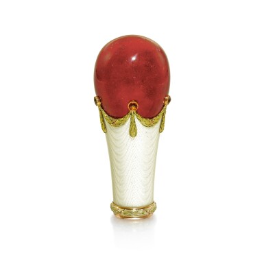 View full screen - View 1 of Lot 1121. A Fabergé jewelled varicoloured gold, purpurin and enamel parasol handle, workmaster Feodor Afanassiev, St Petersburg, circa 1908.