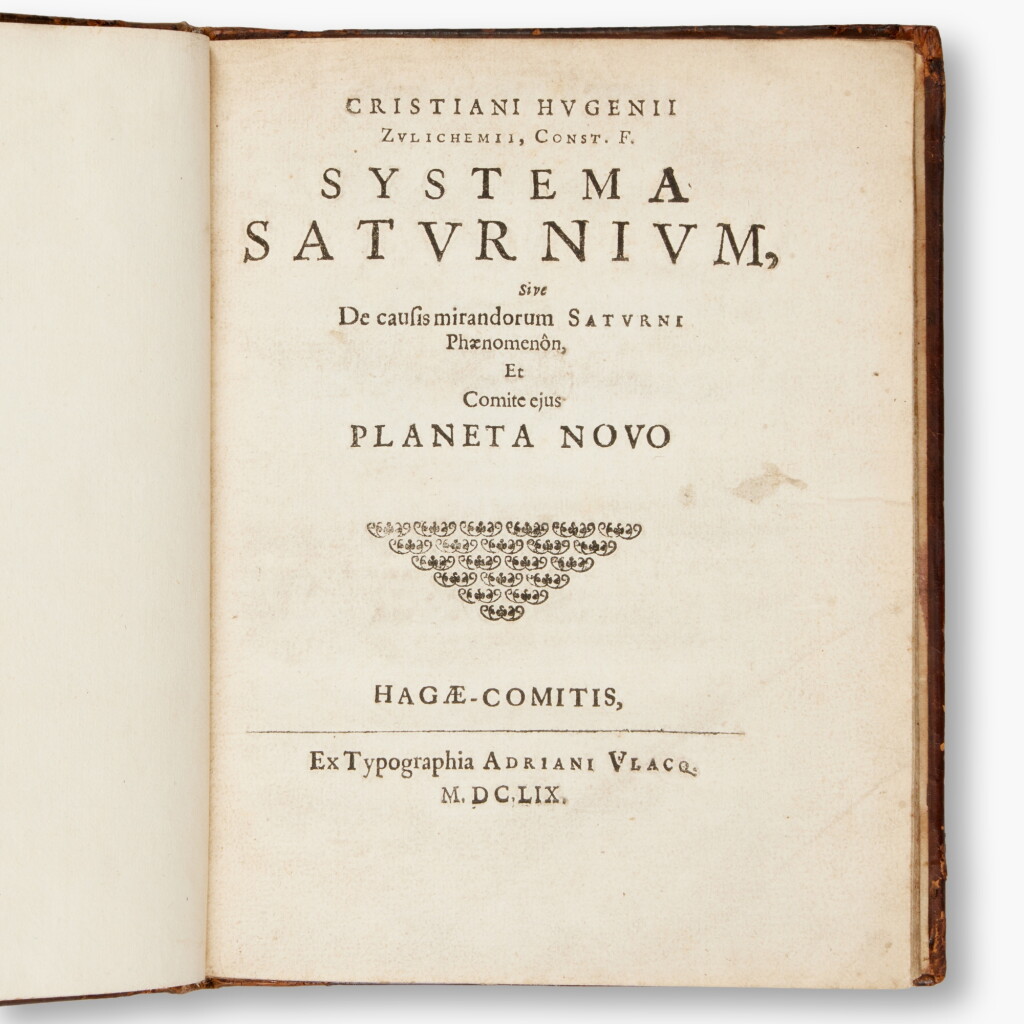 View full screen - View 1 of Lot 67. Huygens, Christiaan | Systema saturnium …, The Hague, 1659, first edition of the first full announcement of the discovery of the ring and satellite of Saturn.