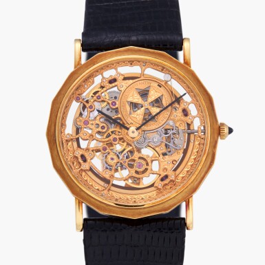 View full screen - View 1 of Lot 229. Patrimony Skeleton, Reference 43030 | A yellow gold skeletonized wristwatch | Circa 1985.