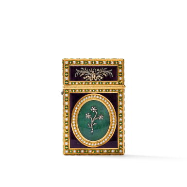 View full screen - View 1 of Lot 122. A jewelled gold and enamel souvenir, Paris, 1780/1781.