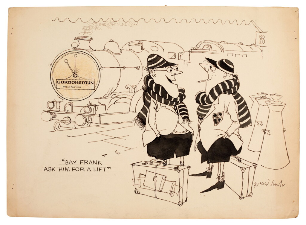 View full screen - View 1 of Lot 210. SEARLE | "Say Frank Ask Him for a Lift", original pen and ink drawing.