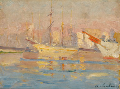 View full screen - View 1 of Lot 391. Sailing boats in Saint-Tropez harbour.