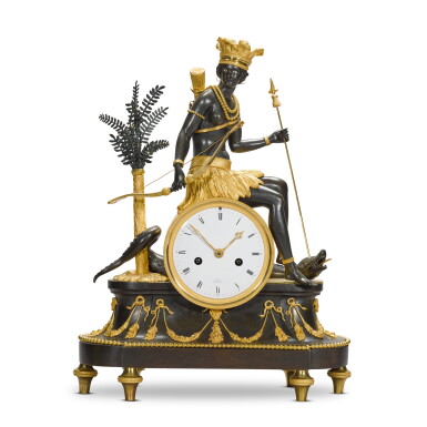View full screen - View 1 of Lot 249. A Directoire gilt and patinated bronze mantel clock “America”, circa 1795.