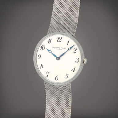 View full screen - View 1 of Lot 376. A white gold bracelet watch | Circa 1970.