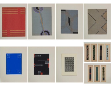 View full screen - View 1 of Lot 592. Lot comprising nine bookbinding projects, circa 1920 | Lot de neuf projets de huit reliures, vers 1920.