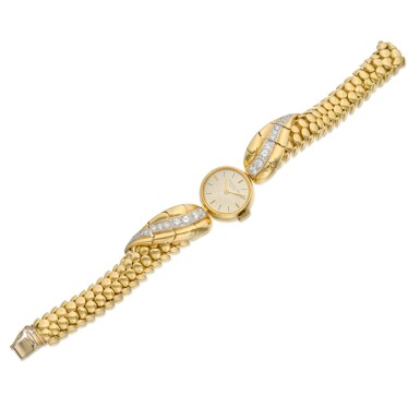 View full screen - View 1 of Lot 358. Gold and Diamond Wristwatch.