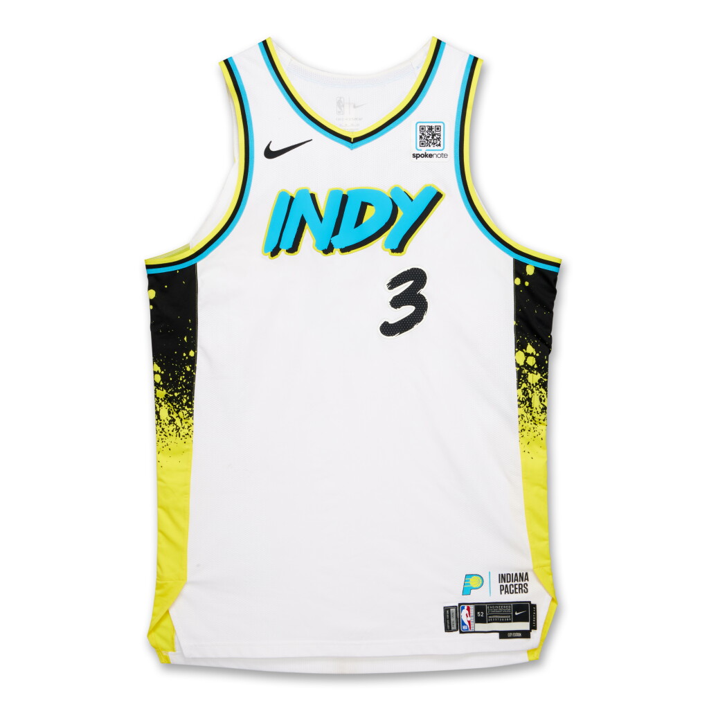 View full screen - View 1 of Lot 44. Thomas Bryant Indiana Pacers 2025 NBA Playoffs Eastern Conference Semifinals Game Worn City Edition Jersey | Matched to 4 Playoff Games.