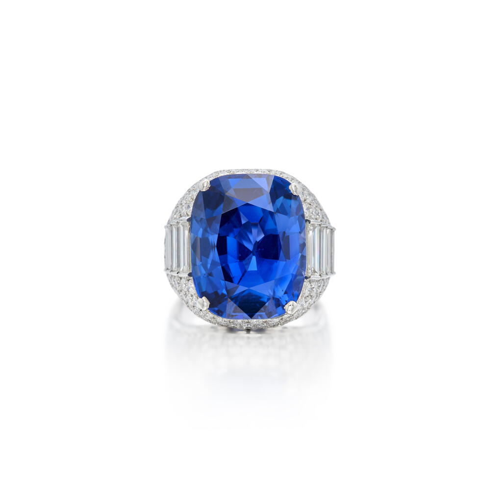 View full screen - View 1 of Lot 537. Sapphire and diamond ring.