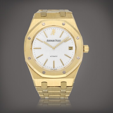 View full screen - View 1 of Lot 75. Royal Oak 'Jubilee', Reference 14802 A limited edition yellow gold wristwatch with date and bracelet Circa 1992 | 愛彼 | Royal Oak 'Jubile' 型號 14802 限量版黃金鍊帶腕錶備日期顯示,製作年份約 1992.