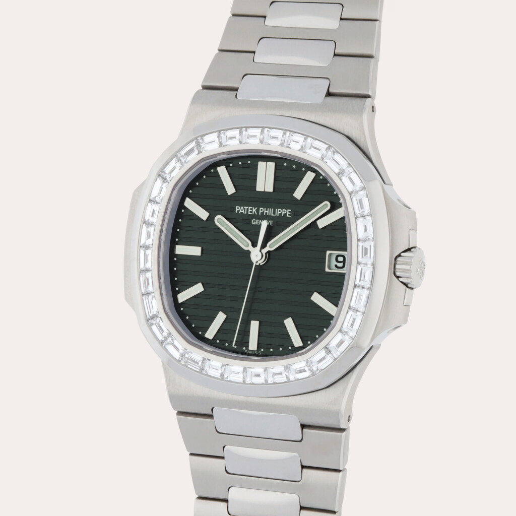 View full screen - View 1 of Lot 72. Nautilus, Reference 5711/1300A-001 | A stainless steel and diamond-set wristwatch with date and bracelet | Circa 2021.