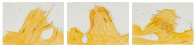 View full screen - View 1 of Lot 237. CAROLL DUNHAM | I. #4 FROM 9 YELLOW DRAWINGS II. #5 FROM 9 YELLOW DRAWINGS III. #6 FROM 9 YELLOW DRAWINGS.