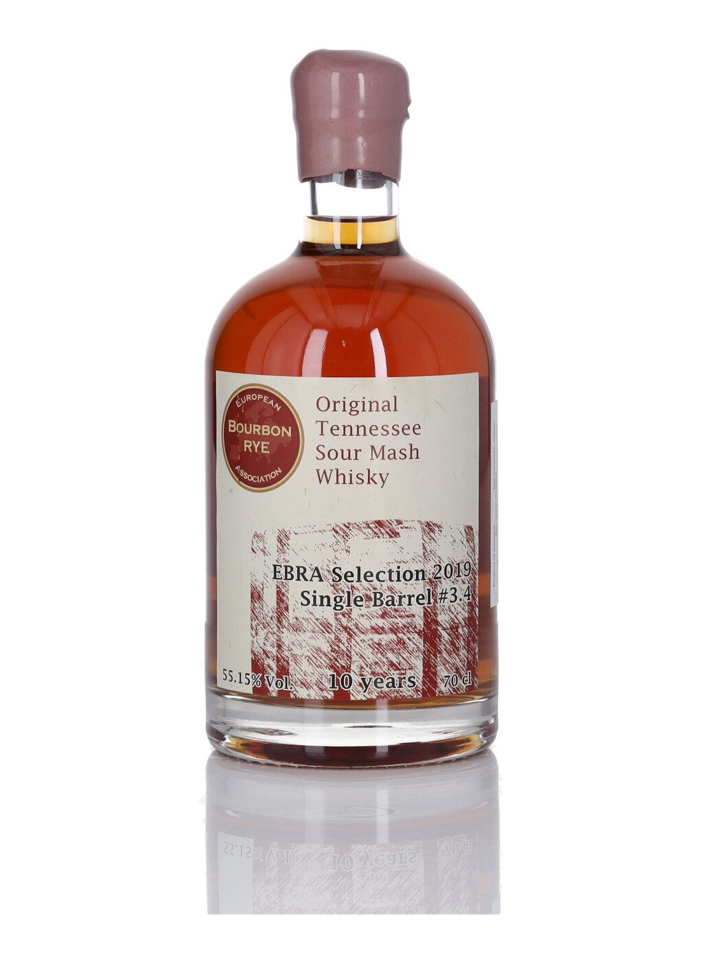 View full screen - View 1 of Lot 146. EBRA Selection #3.4 10 Year Old Tennessee Whiskey 110.3 Proof 2008 (1 BT 70cl).