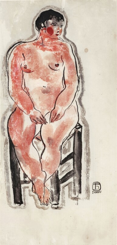 View full screen - View 1 of Lot 102. Sanyu 常玉 | Seated nude 坐姿裸女.
