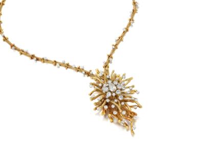 View full screen - View 1 of Lot 150. J Weil, Diamond necklace/Brooch (Collana/spilla pendente, J Weil).
