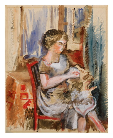 View full screen - View 1 of Lot 41. JEAN DUFY | FEMME À LA COUTURE.