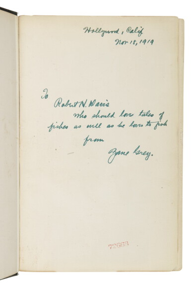View full screen - View 1 of Lot 33. GREY, ZANE | Tales of Fishes. New York: Harper & Brothers Publishers, 1919.