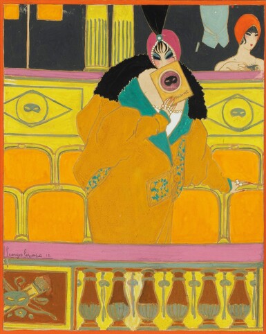 View full screen - View 1 of Lot 1075. Elégante au théatre, 1912.