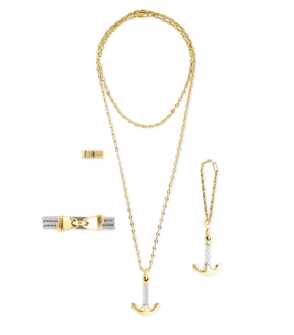 View full screen - View 1 of Lot 95. PARURE ACIER ET OR, "FORCE 10" | GOLD AND STEEL PARURE, 'FORCE 10'.