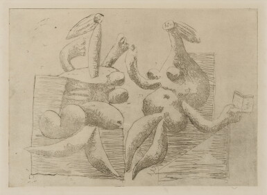 View full screen - View 1 of Lot 128. La visite. Deux femmes assises avec un livre (Bloch 251; Baer 289).