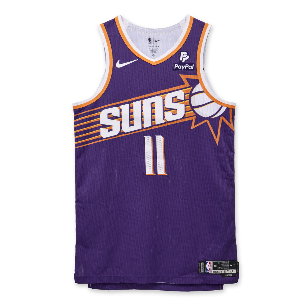 View full screen - View 1 of Lot 135. Bol Bol Phoenix Suns 2024 NBA Playoffs Western Conference Round 1 Game Worn Icon Edition Jersey | Game 1.