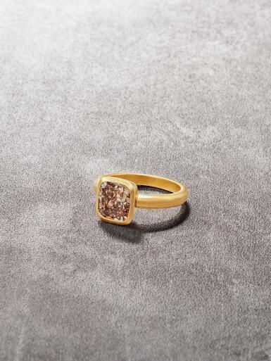 View full screen - View 1 of Lot 21. Fancy Brown-Orange Diamond Ring.