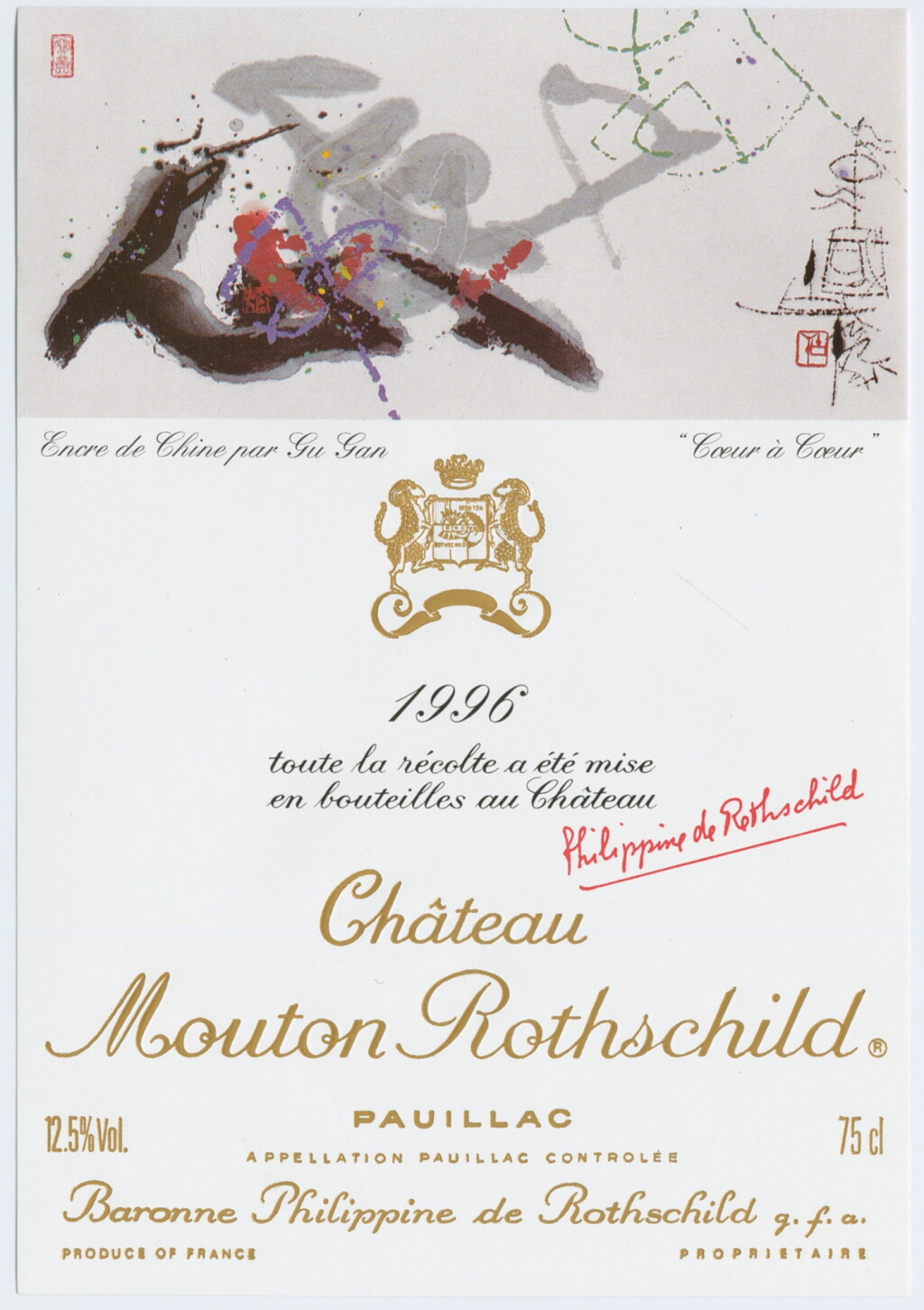 View full screen - View 1 of Lot 8973. Château Mouton Rothschild 1996 (12 BT).
