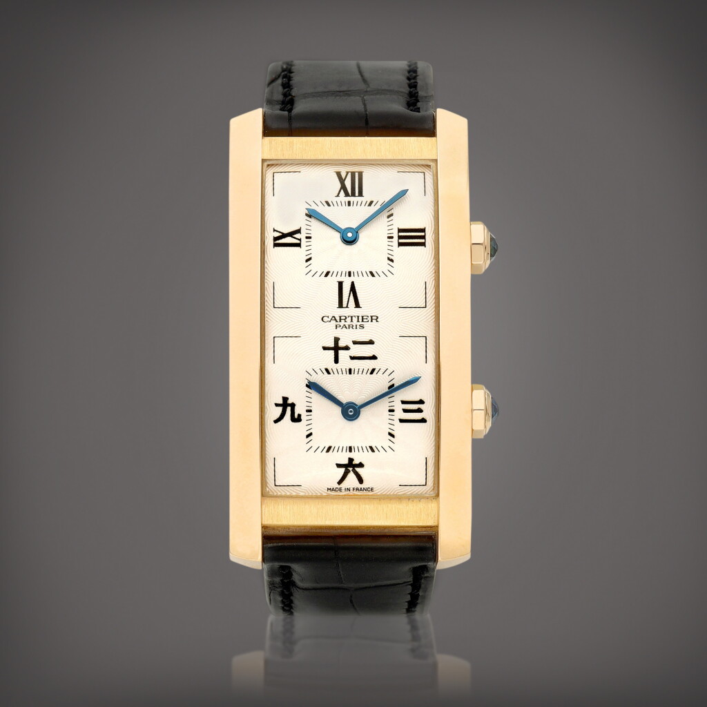View full screen - View 1 of Lot 2160. Tank Cintrée 'CPCP', Reference 2768 | A limited edition pink gold dual time zone wristwatch, Circa 2006 | 卡地亞 | TANK CINTRÉE 'CPCP' 型號2768 | 限量版粉紅金兩地時間腕錶,約2006年製.