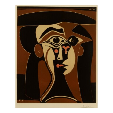 View full screen - View 1 of Lot 50. PABLO PICASSO | JACQUELINE AU CHAPEAU NOIR (B. 1028; BA. 1311).