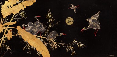 View full screen - View 1 of Lot 1. Thanh Lap (20th century), Cranes under the moon | Thanh Lap(二十世紀)月下仙鶴.