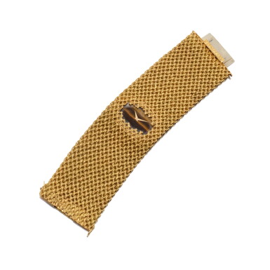 View full screen - View 1 of Lot 308. Gold and Tiger's Eye Bracelet-Watch.