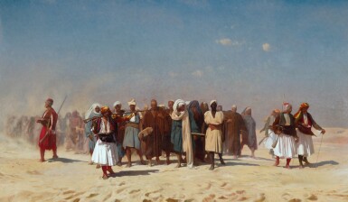 View full screen - View 1 of Lot 108. JEAN-LÉON GÉRÔME | EGYPTIAN RECRUITS CROSSING THE DESERT.