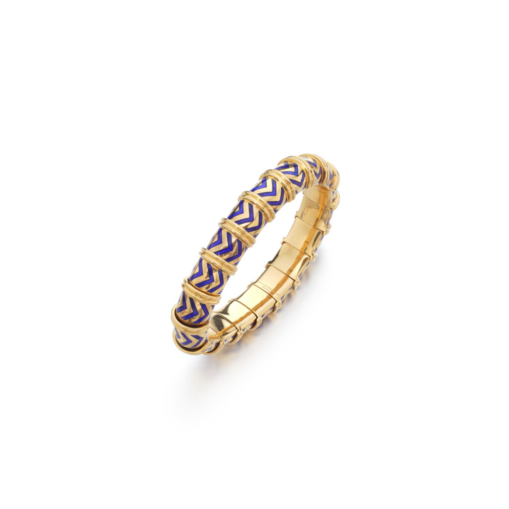 View full screen - View 1 of Lot 1155. Gold and enamel bracelet, 1960s.