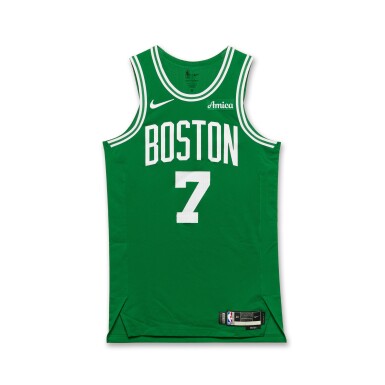 View full screen - View 1 of Lot 7. Jaylen Brown Boston Celtics 2025-2026 NBA Tip-Off Game Worn Icon Edition Jersey.