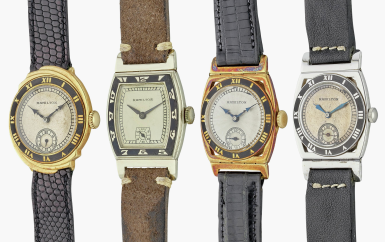 View full screen - View 1 of Lot 722. Coronado, Spur and Piping Rock | A set of four yellow and white gold wristwatches, Circa 1930.