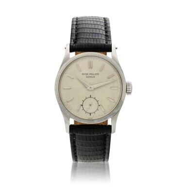 View full screen - View 1 of Lot 54. Reference 96, A platinum wristwatch, Made in 1956 百達翡麗 96型號鉑金腕錶,1956年製.
